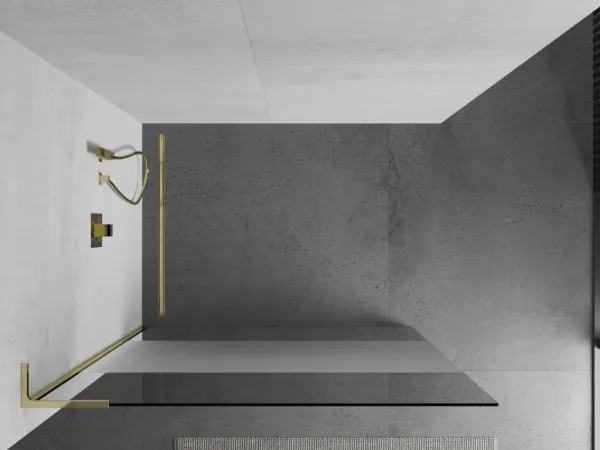 MEXEN/S - Kioto L Sprchová zástena WALK-IN 80 x 200, transparent/dekor, zlatá 800-080-103-50-35