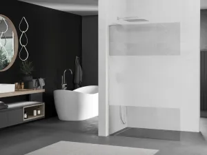 MEXEN/S - Kioto L Sprchová zástena WALK-IN 70 x 200, transparent/dekor, nikel kartáčovaná 800-070-103-97-35