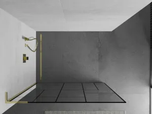 MEXEN/S - Kioto L Sprchová zástena WALK-IN 90 x 200, čierny vzor, zlato 800-090-103-50-78