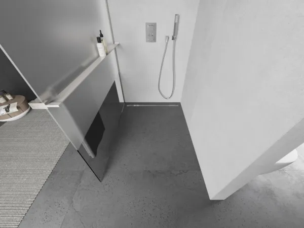 MEXEN/S - Kioto+ L Sprchová zástena WALK-IN s poličkou a držiakom uterákov 70 x 200, transparent/dekor, nikel kartáčovaná 800-070-123-97-35