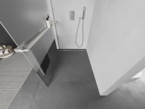 MEXEN/S - Kioto+ L Sprchová zástena WALK-IN s poličkou a držiakom uterákov 70 x 200, transparent/dekor, nikel kartáčovaná 800-070-123-97-35