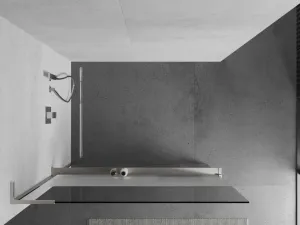 MEXEN/S - Kioto+ L Sprchová zástena WALK-IN s poličkou a držiakom uterákov 70 x 200, transparent/dekor, nikel kartáčovaná 800-070-123-97-35