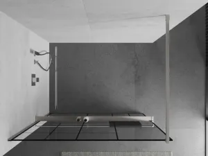 MEXEN/S - Kioto+ Sprchová zástena s poličkou WALK-IN 100 x 200, čierna vzor, nikel kartáčovaný 800-100-121-97-78