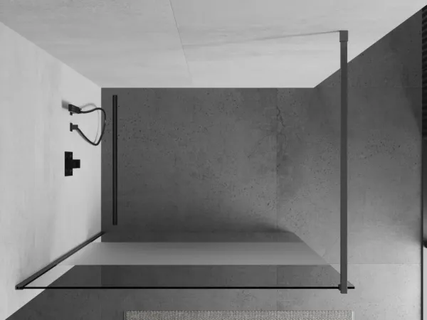 MEXEN/S - Kioto Sprchová zástena WALK-IN 100 x 200, transparent/dekor 8 mm, grafit kartáčovaná 800-100-101-66-35
