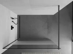 MEXEN/S - Kioto Sprchová zástena WALK-IN 100 x 200, transparent/dekor 8 mm, grafit kartáčovaná 800-100-101-66-35