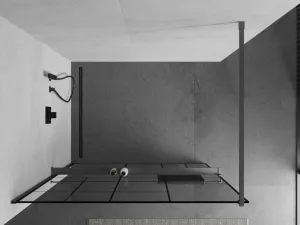 MEXEN/S - Kyoto+ Sprchová zástena s poličkou WALK-IN 100 x 200, čierna vzor, grafit metal 800-100-121-95-78