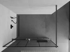 MEXEN/S - Kioto+ Sprchová zástena s poličkou WALK-IN 80 x 200, čierna vzor, grafit kartáčovaná 800-080-121-66-78