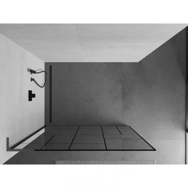 MEXEN/S - Kioto L Sprchová zástena WALK-IN 80 x 200, čierny vzor, grafit metal 800-080-103-95-78