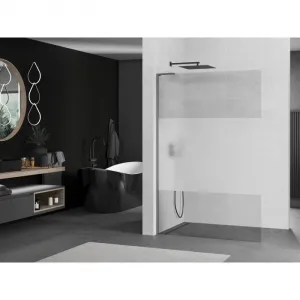 MEXEN/S - Kioto L Sprchová zástena WALK-IN 70 x 200, transparent/dekor, grafit metal 800-070-103-95-35