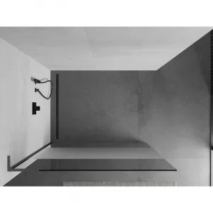 MEXEN/S - Kioto L Sprchová zástena WALK-IN 110 x 200, transparent/dekor, grafit metal 800-110-103-95-35