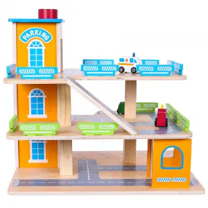 ECOTOYS Drevená dráha s garážou a autíčkami Eco Toys