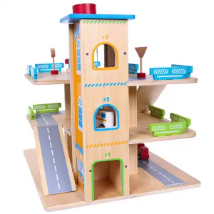 ECOTOYS Drevená dráha s garážou a autíčkami Eco Toys