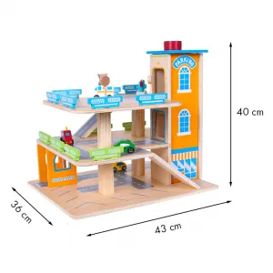 ECOTOYS Drevená dráha s garážou a autíčkami Eco Toys