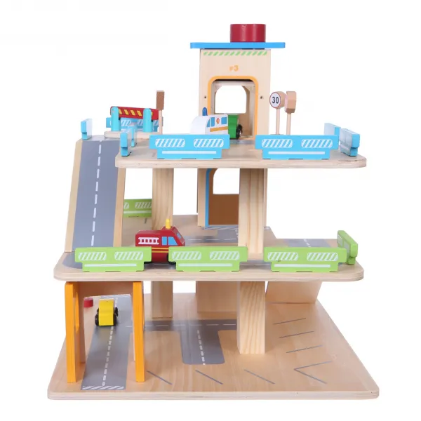 ECOTOYS Drevená dráha s garážou a autíčkami Eco Toys