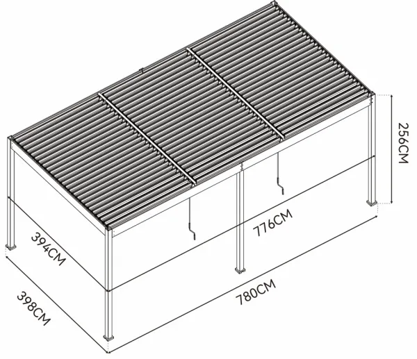 ArtRoja Bioklimatická hliníková pergola INTRO DUO voľne stojaca | antracit 8 x 4 m
