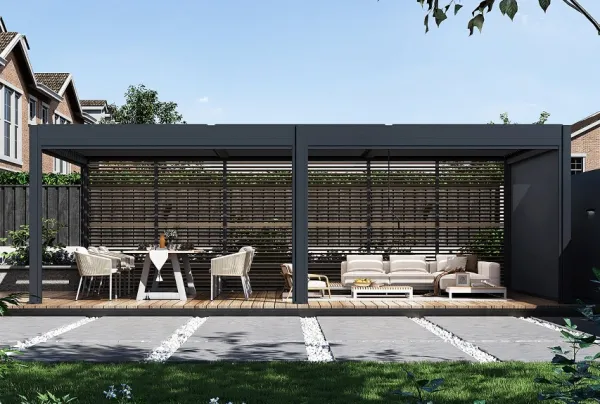 ArtRoja Bioklimatická hliníková pergola INTRO DUO voľne stojaca | antracit 8 x 4 m