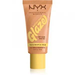 NYX Professional Makeup Buttermelt Glaze rozjasňujúci tónovací fluid SPF 30 odtieň 02 Vanilla Bean Butta 30 ml