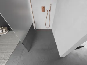 MEXEN/S - Kioto Sprchová zástena WALK-IN 80 x 200, transparent/dekor 8 mm, meď kartáčovaná 800-080-101-65-35