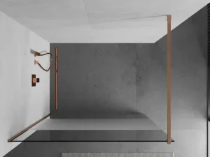 MEXEN/S - Kioto Sprchová zástena WALK-IN 80 x 200, transparent/dekor 8 mm, meď kartáčovaná 800-080-101-65-35