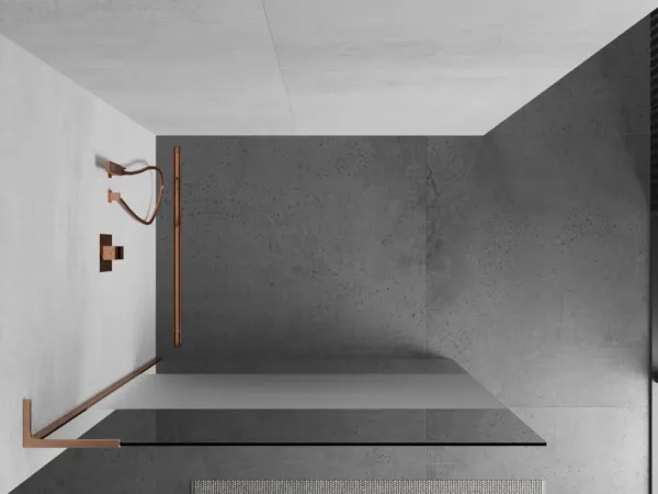 MEXEN/S - Kioto L Sprchová zástena WALK-IN 80 x 200, transparent/dekor, meď kartáčovaná 800-080-103-65-35