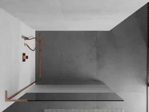 MEXEN/S - Kioto L Sprchová zástena WALK-IN 80 x 200, transparent/dekor, meď kartáčovaná 800-080-103-65-35