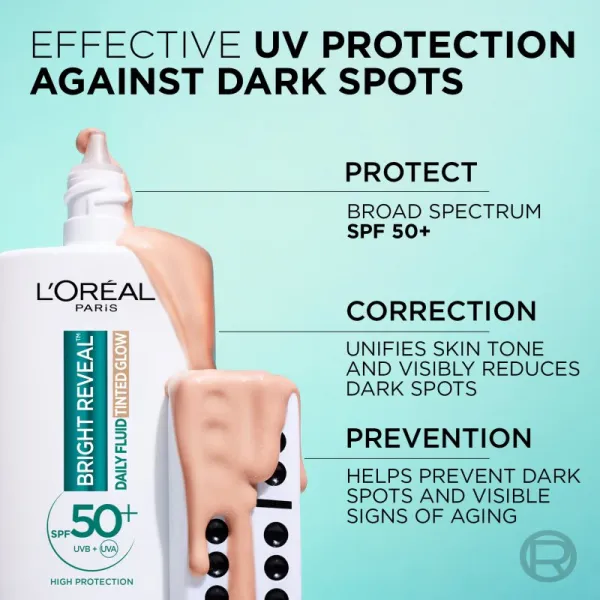 L’Oréal Paris Bright Reveal rozjasňujúci tónovací fluid proti tmavým škvrnám SPF 50+ 50 ml