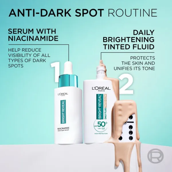 L’Oréal Paris Bright Reveal rozjasňujúci tónovací fluid proti tmavým škvrnám SPF 50+ 50 ml