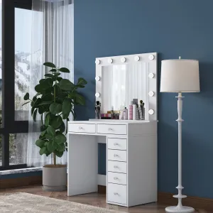 Kalune Design Toaletný stolík Melissa 03 s LED zrkadlom biely