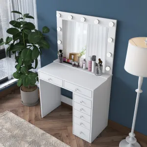 Kalune Design Toaletný stolík Melissa 03 s LED zrkadlom biely