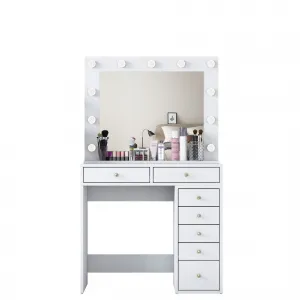 Kalune Design Toaletný stolík Melissa 03 s LED zrkadlom biely