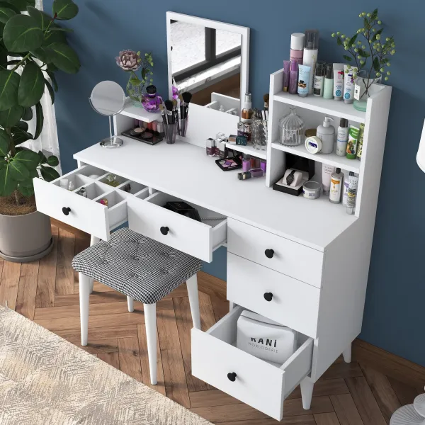 Kalune Design Toaletní stolek Margot 01 se stoličkou bílý