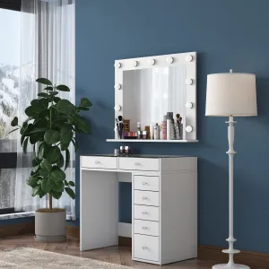 Kalune Design Toaletný stolík Melissa 03 s LED zrkadlom biely/čirý