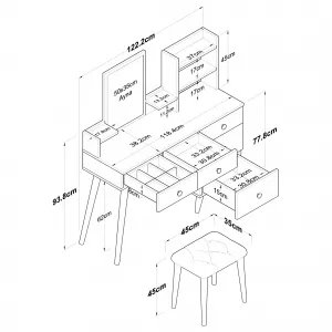 Kalune Design Toaletní stolek Margot 01 se stoličkou bílý