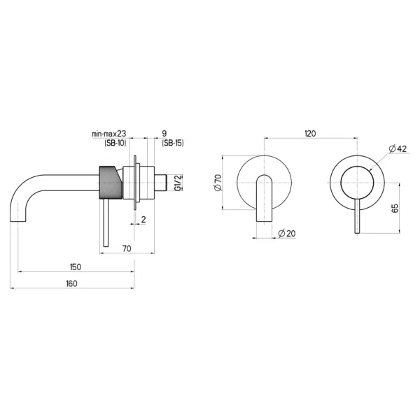 SAPHO - ULTRASAN 2-prvková podomietková umývadlová batéria, hubica  16cm, chróm UT118V