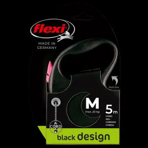 Flexi vôdzka Black Design lanko M 5 m ružové