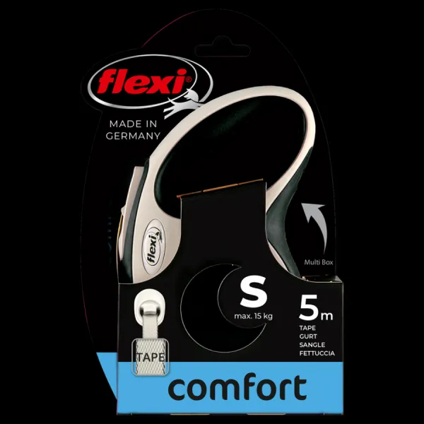 Flexi vôdzka New Comfort páska S 5 m čierná