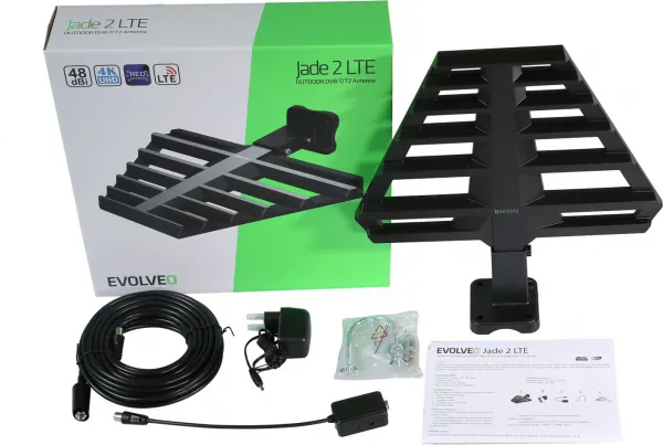 EVOLVEO Jade 2 LTE, 48dBi aktivní venkovní anténa DVB-T/T2, LTE filtr