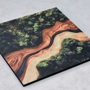 Farebný drevený obraz - Abstraktný les