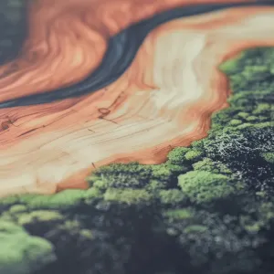 Farebný drevený obraz - Abstraktný les
