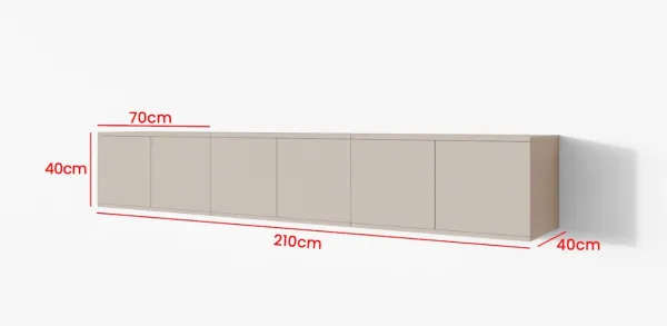 ArtPK Závesný TV stolík BIANCO | 210 cm