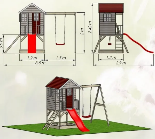 ArtWD Detský záhradný domček s ihriskom SPACE
