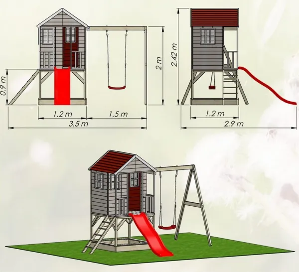 ArtWD Detský záhradný domček s ihriskom SPACE