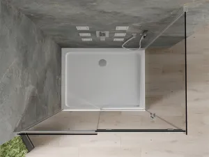 MEXEN/S - Omega sprchovací kút 100 x 70, grafit, chróm + vanička so sifónom 825-100-070-01-40-4010