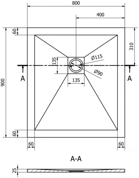 MEXEN - Stone+ sprchová vanička obdĺžniková 90x80, biela 44108090