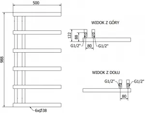 MEXEN - Jukon vykurovací rebrík/radiátor 988 x 500 mm, 461 W, čierna W116-0988-500-00-70