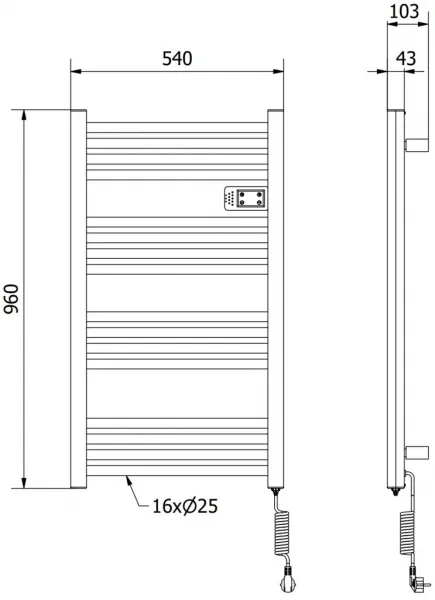 MEXEN - Aran elektrický sušiak na uteráky 960 x 500 mm, 500 W, biela W306-0960-540-00-20