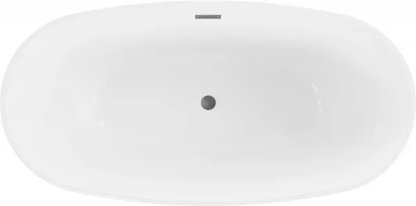 MEXEN/S - Eris voľne stojaca vaňa 155 x 80, biela/čierna, sifón a prepad grafit metal 53441558075-95