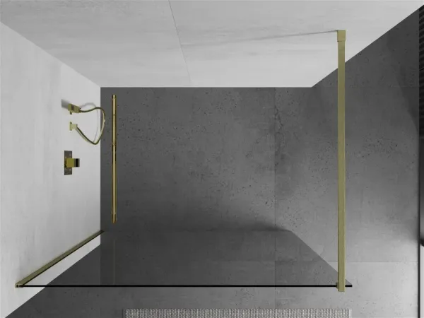 MEXEN/S - Kioto Sprchová zástena WALK-IN 65 x 200, transparent 8 mm, zlatá kartáčovaná 800-065-101-55-00