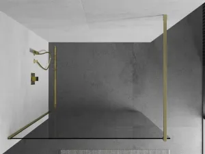 MEXEN/S - Kioto Sprchová zástena WALK-IN 65 x 200, transparent 8 mm, zlatá kartáčovaná 800-065-101-55-00