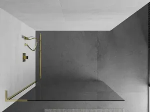 MEXEN/S - Kioto L Sprchová zástena WALK-IN 55 x 200, transparent, zlatá 800-055-103-50-00